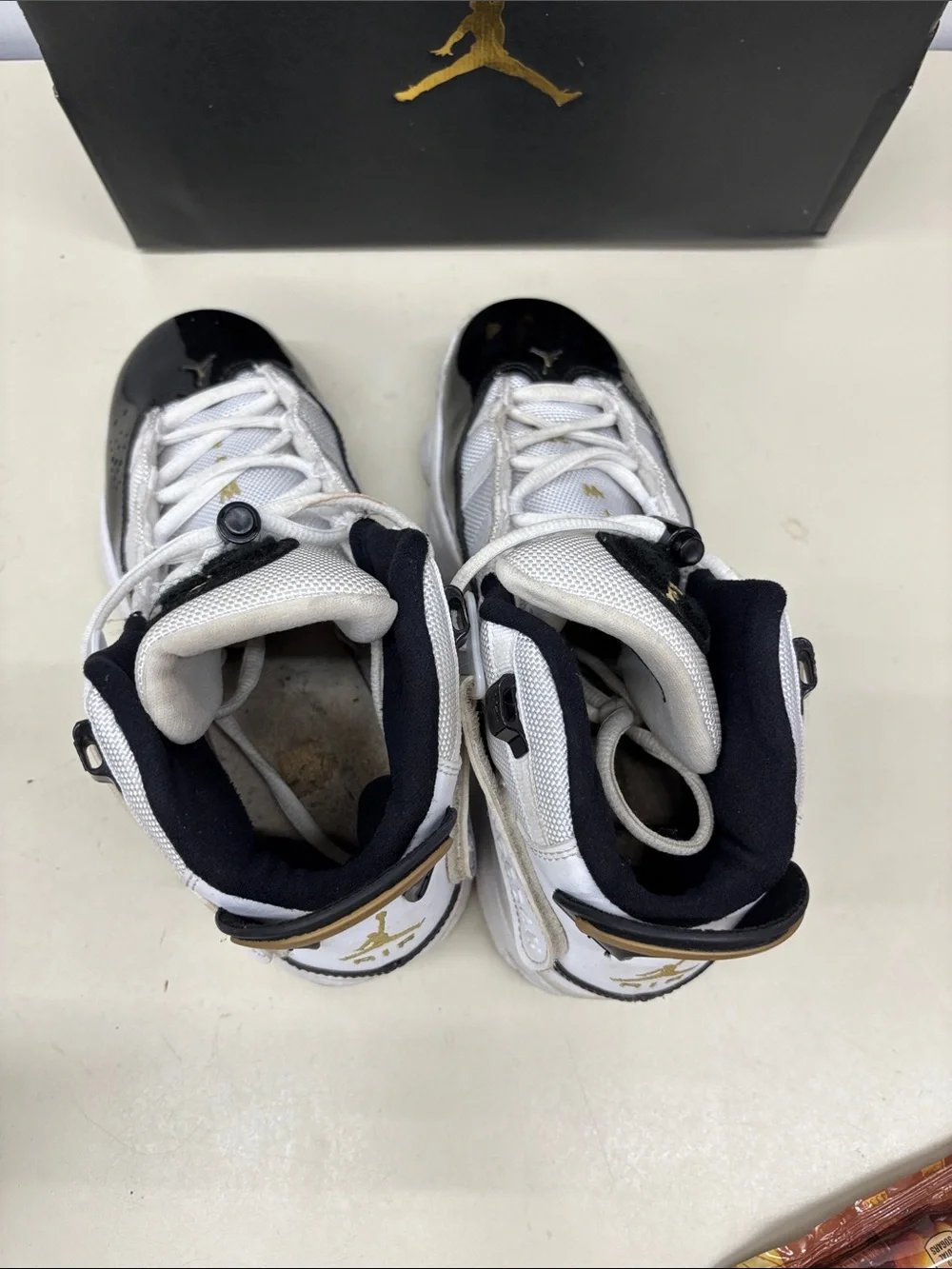 Jordan Kids Black, White & Gold Basketball Sneakers